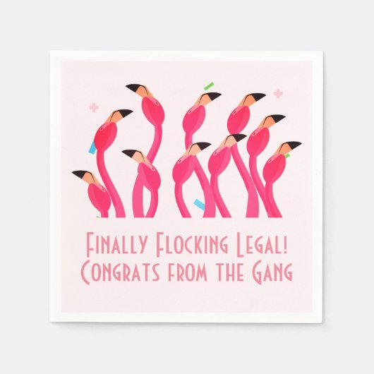 21st Birthday Finally Flocking Legal Flamingos スタンダードカクテルナプキン (正面)