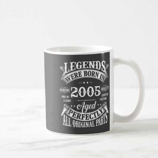 21st Birthday Gift Legend Born In 2005 21 For Year コーヒーマグカップ (右)