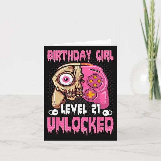 21st Birthday Girl Level 21 Unlocked Video Game Ha カード (正面)