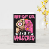 21st Birthday Girl Level 21 Unlocked Video Game Ha カード (黄色い花)