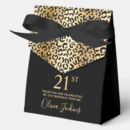 21st Birthday Gold Leopard Print Thank You  フェイバーボックス (正面)