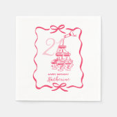 21st Birthday Hand Drawn Champagne Tower  スタンダードカクテルナプキン (正面)