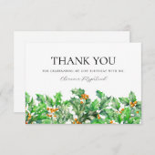 21st Birthday Holly December Birth Flower Custom サンキューカード (正面/裏面)