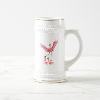 21st Birthday Humor Hot Flamingo Pink Gold ビールジョッキ