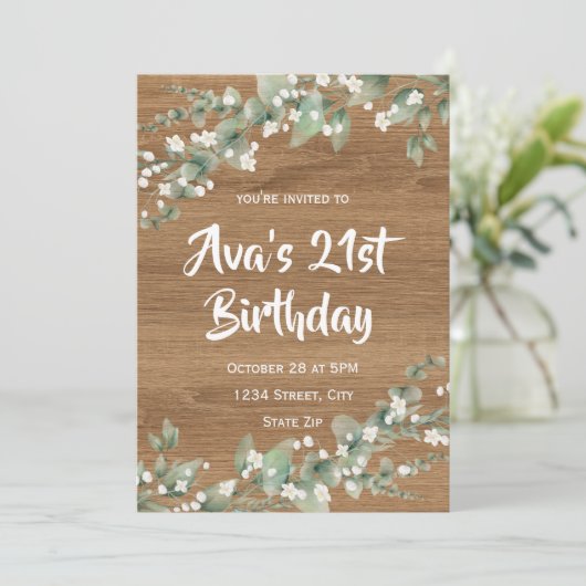 21st Birthday Invitation – Rustic Greenery 招待状 (スタンド正面)