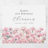 21st Birthday January Birth Flower Carnation スパークリングワインラベル (シングルラベル)