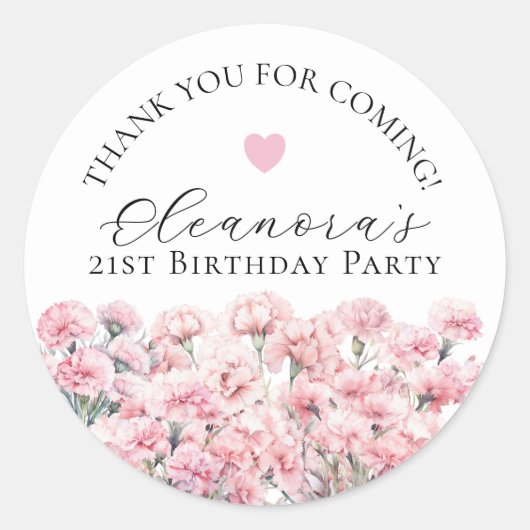 21st Birthday January Birth Flower Custom Favor ラウンドシール (正面)