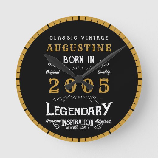 21st Birthday Legend Born 2005 ラウンド壁時計 (正面)