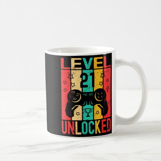 21st Birthday Level 21 Unlocked Gamer Funny Birthd コーヒーマグカップ (右)