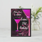 21st Birthday Martini Coctel Pinkパーティー 招待状 (スタンド正面)