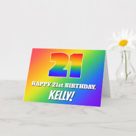 21st Birthday: Multicolored Rainbow Pattern # 21 カード