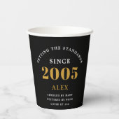 21st Birthday Name 2005 Black Gold Elegant Chic 紙コップ (裏面)