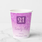 21st Birthday Party Gleaming Pink Glitter 紙コップ (裏面)