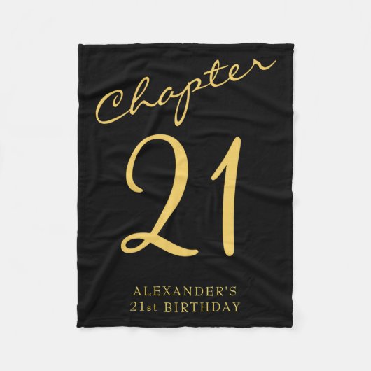 21st Birthday Party Gold Script Blue  フリースブランケット (正面)