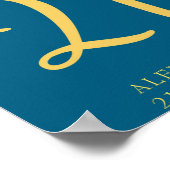 21st Birthday Party Gold Script Blue ポスター (角)