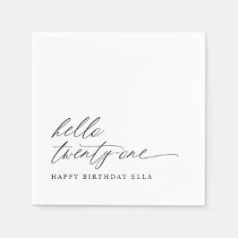 21st Birthday Party Hello 21 Modern Milestone スタンダードカクテルナプキン