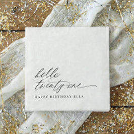 21st Birthday Party Hello 21 Modern Milestone スタンダードカクテルナプキン