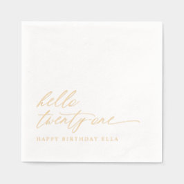 21st Birthday Party Modern Elegant Gold 箔ナプキン