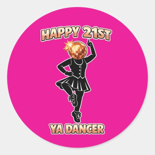 21st Birthday Party Pink Sticker rose gold ラウンドシール (正面)