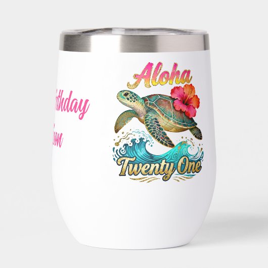  21st Birthday Personalized Tropical Sea Turtle  (背面)