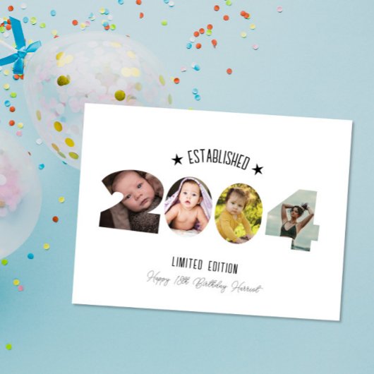 21st birthday Photo Collage established 2004 サンキューカード