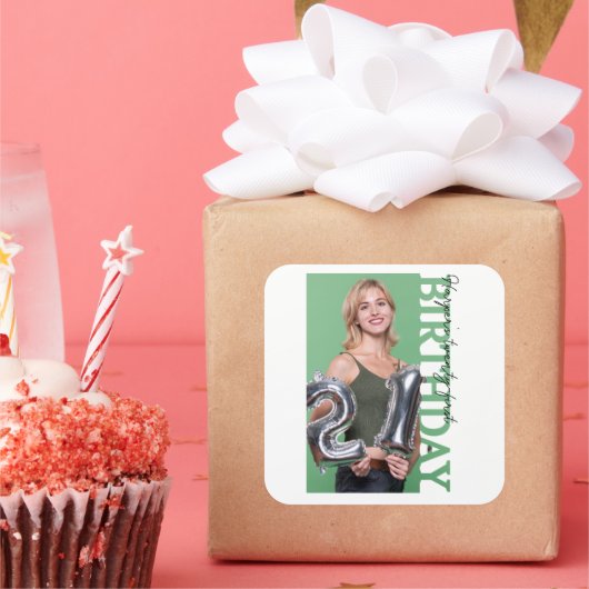 21st Birthday Photo college Party favor スクエアシール (パーティー)