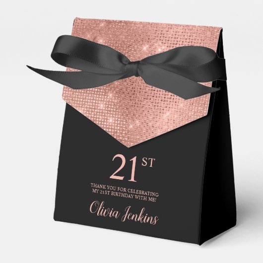 21st Birthday Rose Gold Thank You Favor Box フェイバーボックス (正面サイド)