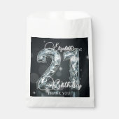 21st Birthday Silver Diamonds Glam Black Thank You フェイバーバッグ (正面)