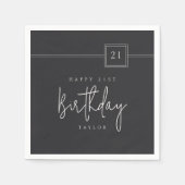 21st Birthday Simple Minimalist Flat Black スタンダードカクテルナプキン (正面)