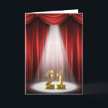 21st Birthday Spotlight カード<br><div class="desc">21st Birthday in the spotlight with red curtains.</div>