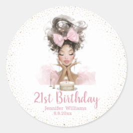  21st birthday stylish pink dress girly party chic ラウンドシール