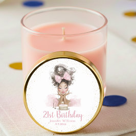  21st birthday stylish pink dress girly party chic ラウンドシール