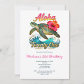  21st Birthday Tropical Ocean Beach Theme 招待状 (正面)