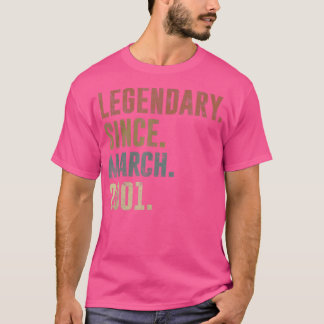 21st Birthday Vintage Legendary Since March 2001 Tシャツ