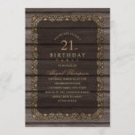 21st Birthday Wood ファンシー Countryパーティー 招待状<br><div class="desc">21歳の誕生日ウッ素朴ドカファンシーントリーパーティの招待状カスタマイズお祝い詳細どの誕生日にも変更できます。素朴な暗い木の背景に美しいタイポグラフィ、ハートのある金色の枠華美が特徴です。superdazz素晴らしエレガント.comモダンで設計されたバースデーパーティ招待状</div>