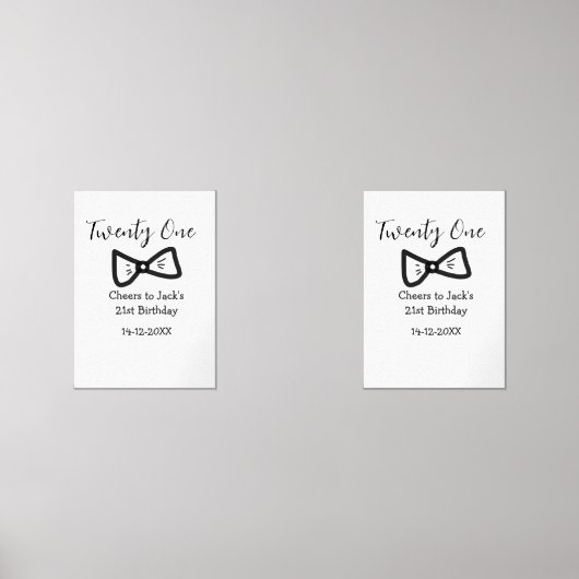 21st men birthday add name bow date応援black (正面)