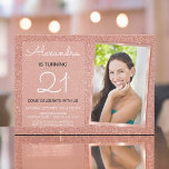 21st Sparkleバラ金ゴールド赤面ピンク写真 招待状<br><div class="desc">21人目の女の子の誕生日パーティスパークルとグリッターバラ金ゴールドまたは赤面ピンクの誕生日招待状は赤面の金ゴールドまたはピンクの誕生日パーティーに最適エレガント。これらの写真や写真の招待状は、21歳の誕生日パーティーを回す女性に最適である。招待カードを更新して、自分の写真、名前、誕生日の場所の詳細を含めることができる。</div>