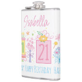 21thバースデーケーキカップケーキプレゼント名前をカスタムする フラスク (左)