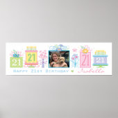 21thバースデーケーキプレゼント名前をカスタムする ポスター (正面)