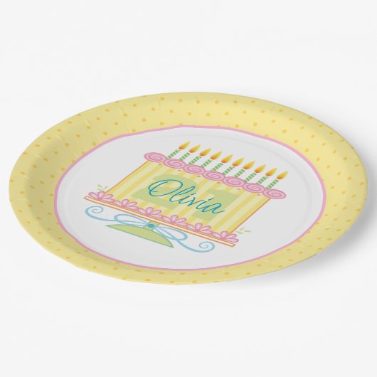 21thバースデーケーキ名前をカスタムする ペーパープレート (アングル)