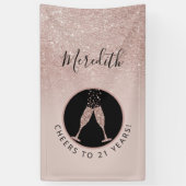 21thバースデーシャンパントーストバーティカルグリッター 横断幕 (縦)