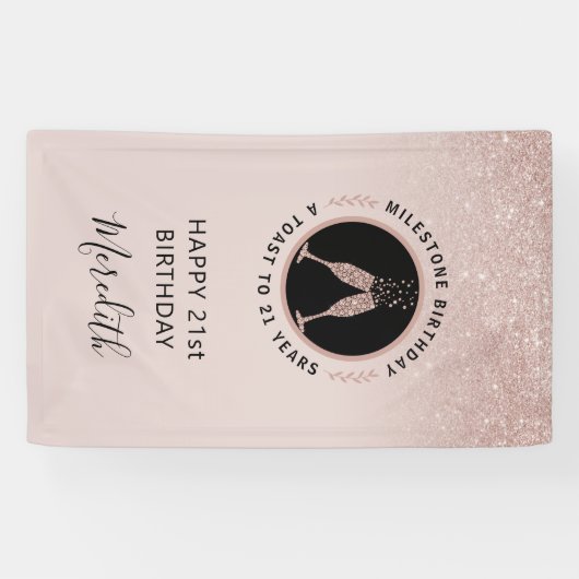 21thバースデーシャンパントーストバーティカルグリッター 横断幕 (横)