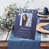 21th誕生日の青い銀の星の写真へようこそ 台座サイン