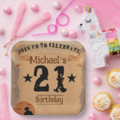 21th誕生日カウボーイワイルドウエストオールド紙 ペーパープレート (パーティー)