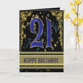 21th誕生日カードと金ゴールドとバブル カード (黄色い花)