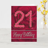 21th誕生日カード(バラと葉付) カード (黄色い花)