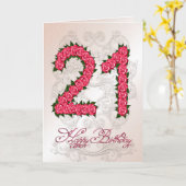 21th誕生日カード(バラと葉付) カード (黄色い花)