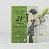 21th誕生日ガールパーティーバッシュ – 緑 招待状 (スタンド正面)