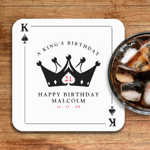 21th誕生日キングオブカジノスペードトランプのポーカーカード スクエアペーパーコースター