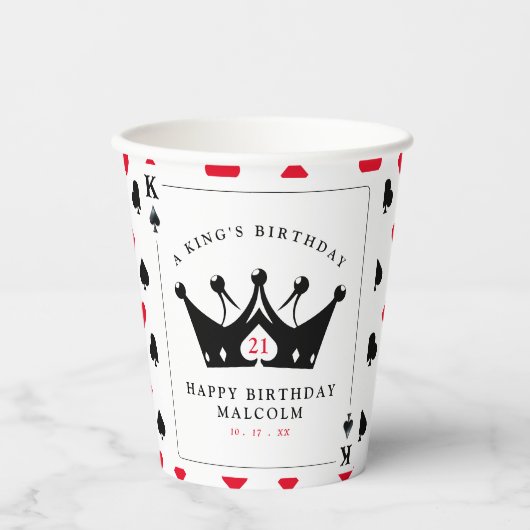 21th誕生日キングオブカジノスペードトランプのポーカーカード 紙コップ (正面)